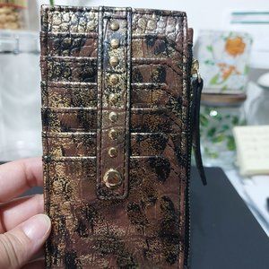 INC International Concepts Thin Gold Black Metallic Thin Wallet ID Card Pic Slot